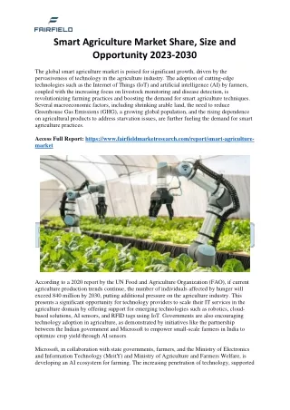 Smart Agriculture Market Share, Size and Opportunity 2023-2030