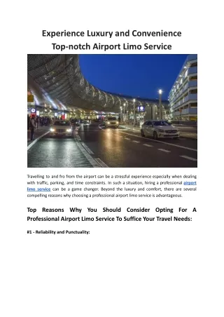 Experience Luxury and Convenience Top-notch Airport Limo Service - MKL Chauffeur