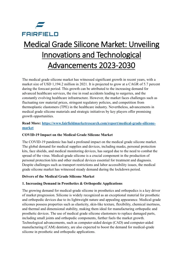 medical grade silicone market unveiling medical