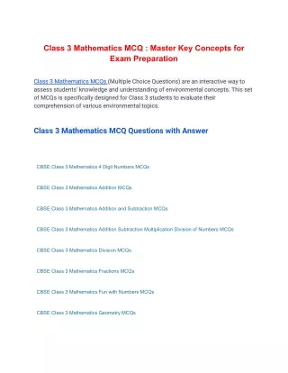class 3 mathematics mcq master key concepts