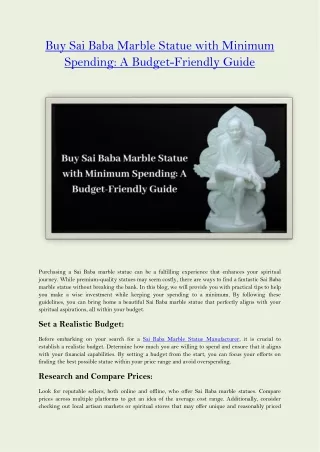 Buy Sai Baba Marble Statue with Minimum Spending: A Budget-Friendly Guide
