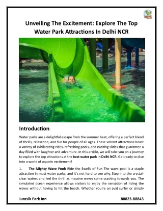 Unveiling the Excitement Explore the Top Water Park Attractions in Delhi NCR