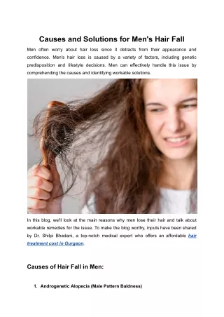 Causes and Solutions for Men's Hair Fall
