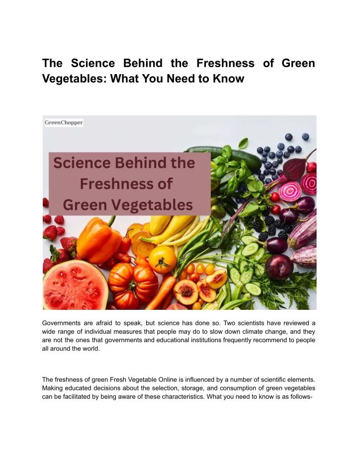 the science behind the freshness of green