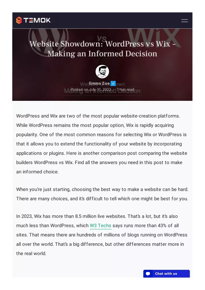 website showdown wordpress vs wix making