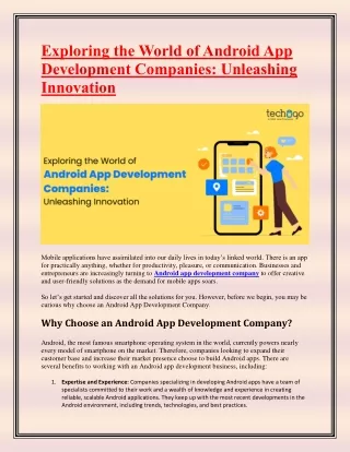 exploring the world of android app development