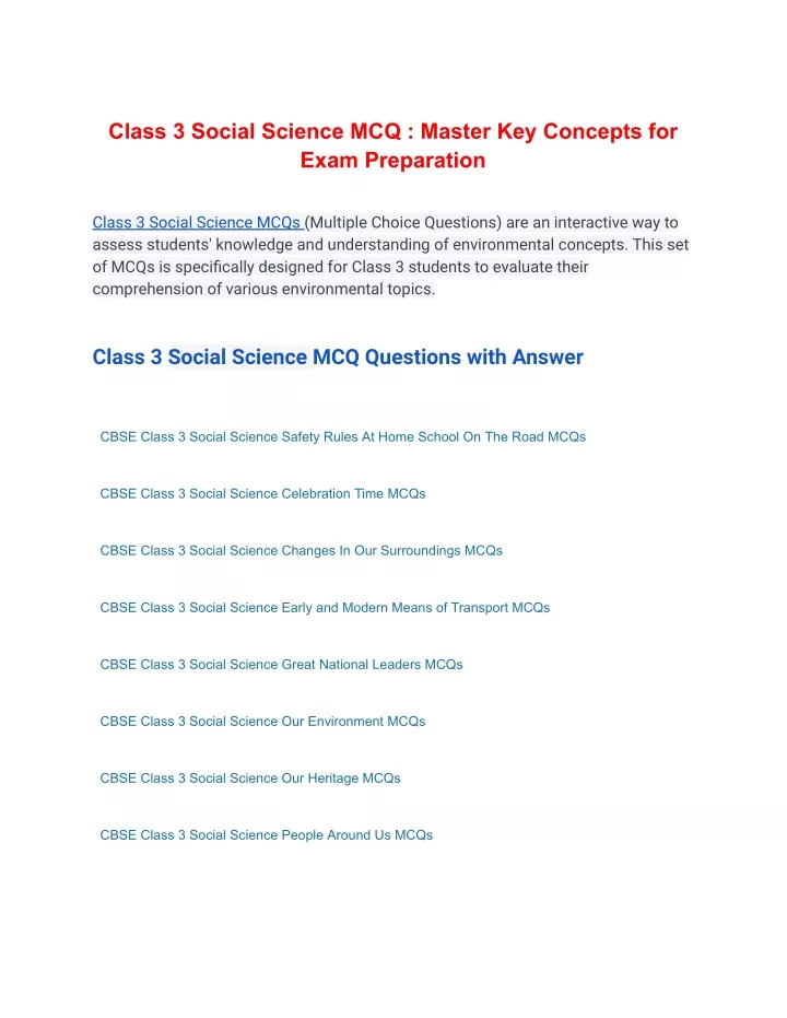 class 3 social science mcq master key concepts