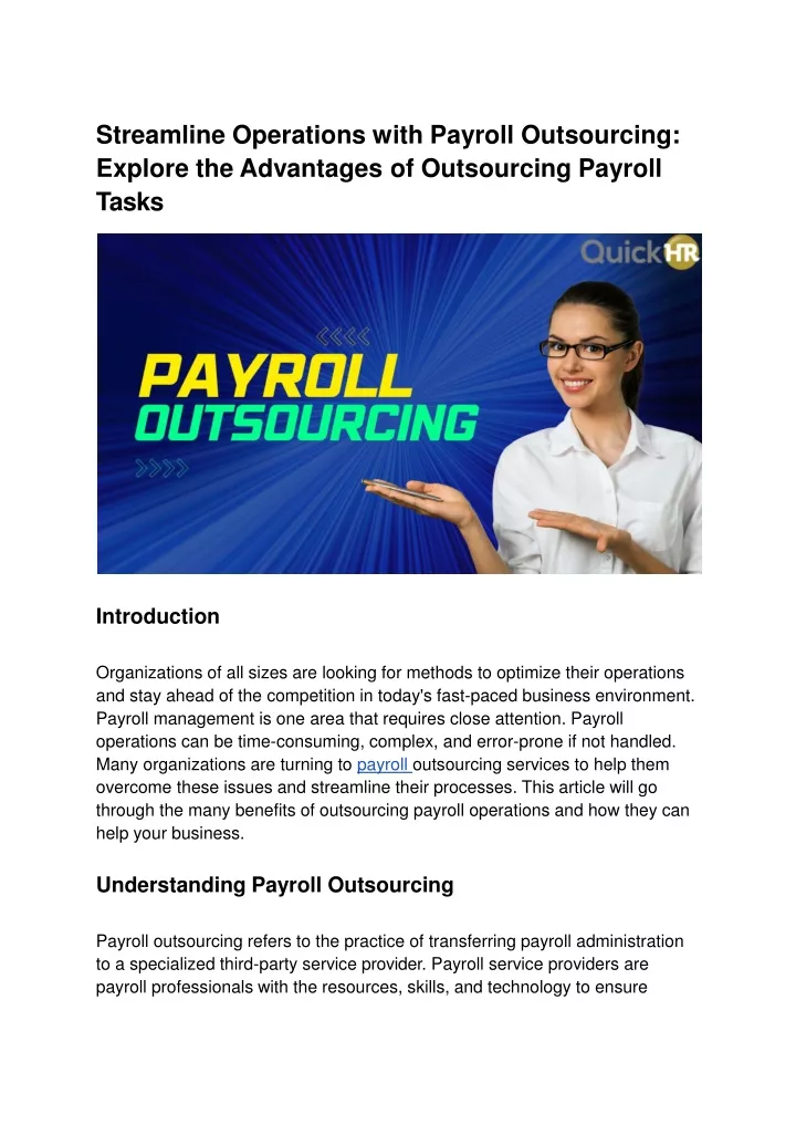streamline operations with payroll outsourcing
