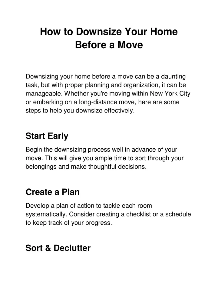 how to downsize your home before a move