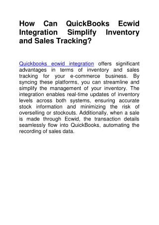 how can quickbooks ecwid integration simplify