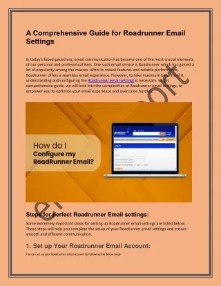 Guide for Roadrunner Email Settings