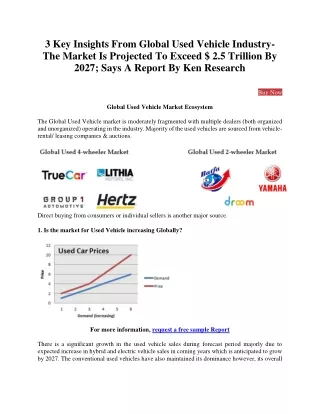 3 key insights from global used vehicle industry
