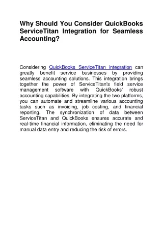 why should you consider quickbooks servicetitan