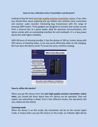 how to use a wireless voice transmitter