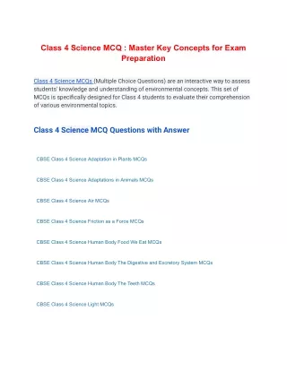 class 4 science mcq master key concepts for exam