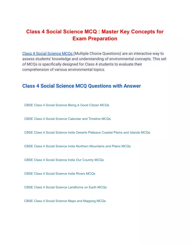 class 4 social science mcq master key concepts
