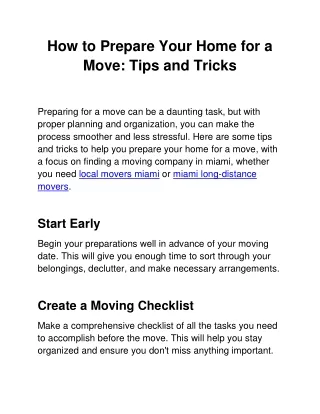 How to Prepare Your Home for a Move