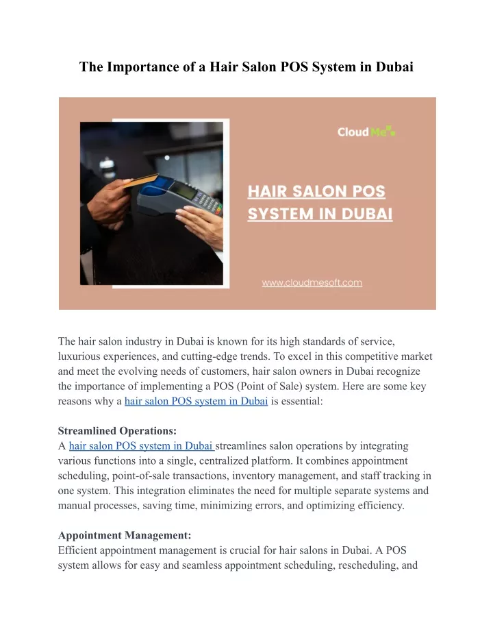 the importance of a hair salon pos system in dubai