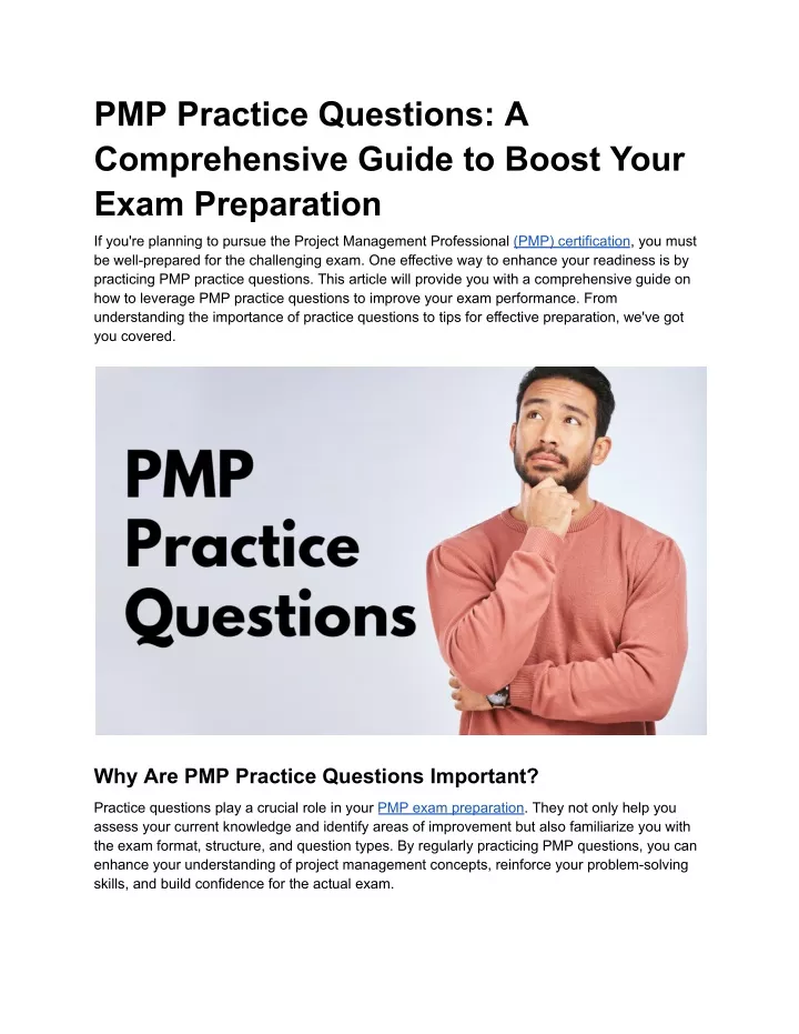 pmp practice questions a comprehensive guide
