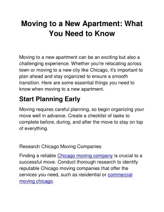 Moving to a New Apartment