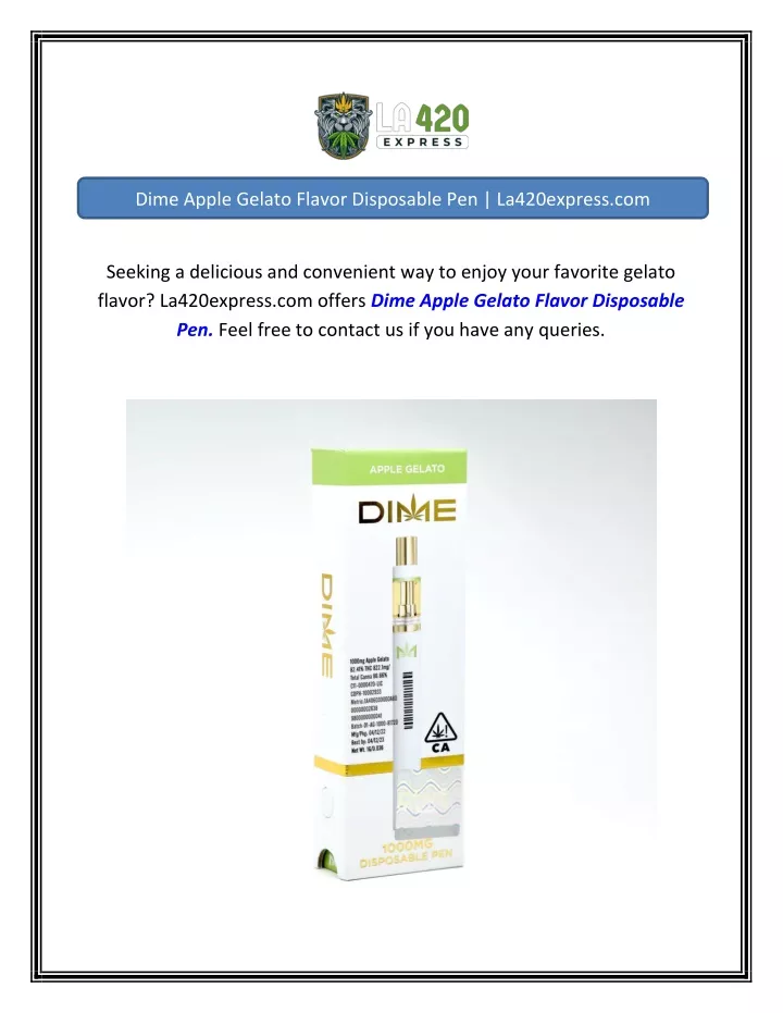 dime apple gelato flavor disposable