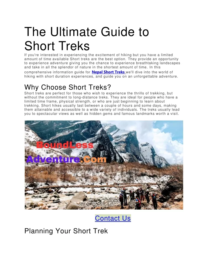 the ultimate guide to short treks