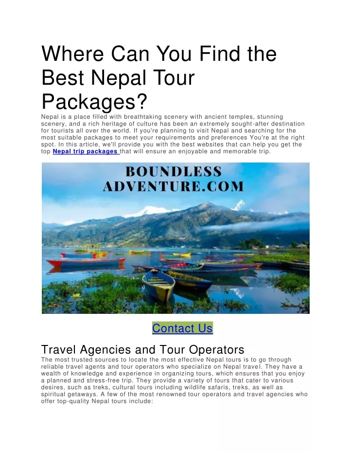 where can you find the best nepal tour packages