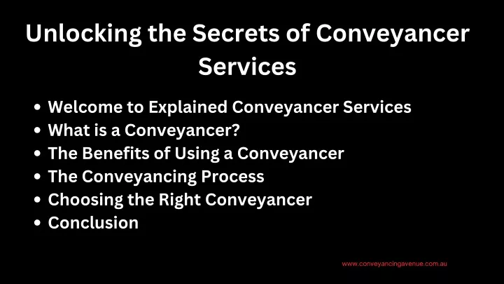 unlocking the secrets of conveyancer services