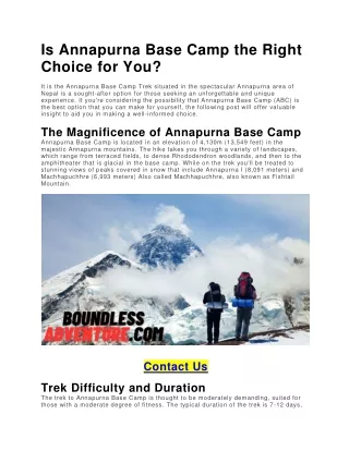 Is Annapurna Base Camp the Right Choice for You.