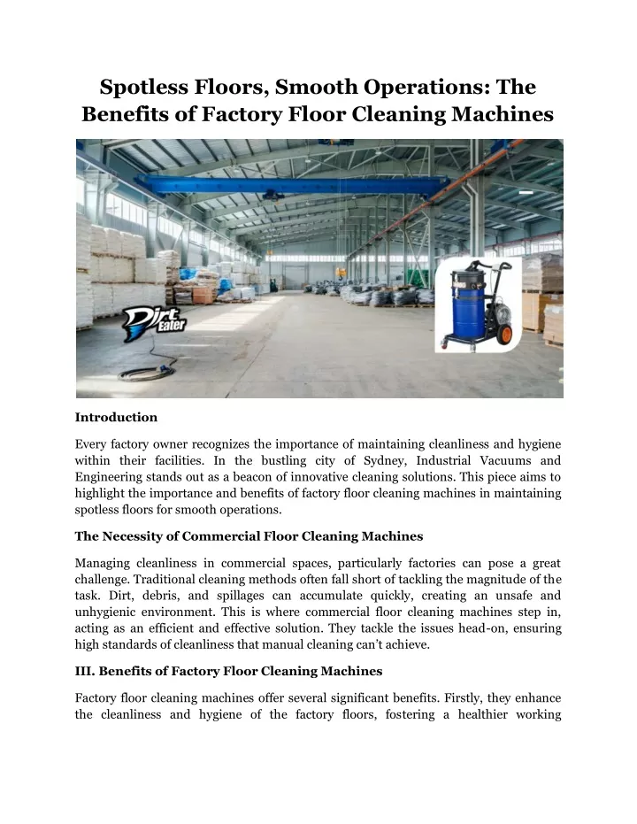 spotless floors smooth operations the benefits