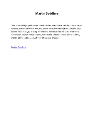 martin saddlery