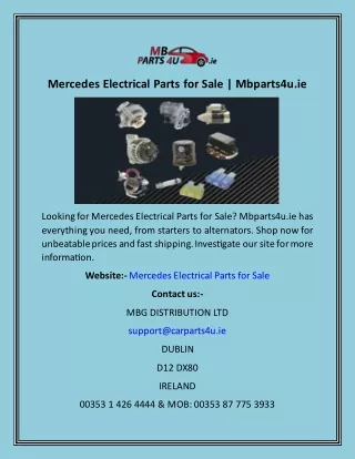 Mercedes Electrical Parts for Sale  Mbparts4u.ie