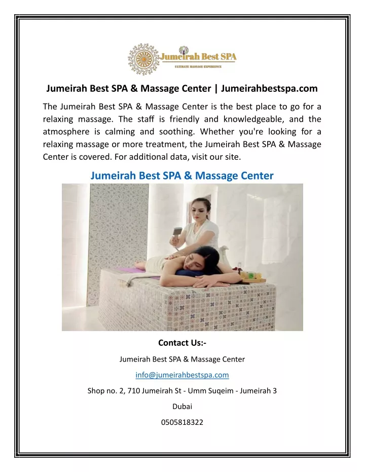 jumeirah best spa massage center jumeirahbestspa