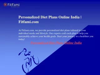 Personalized Diet Plans Online India  Fitfami