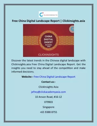 Free China Digital Landscape Report  Clickinsights.asia