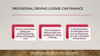 Provisional Driving License Car Finance