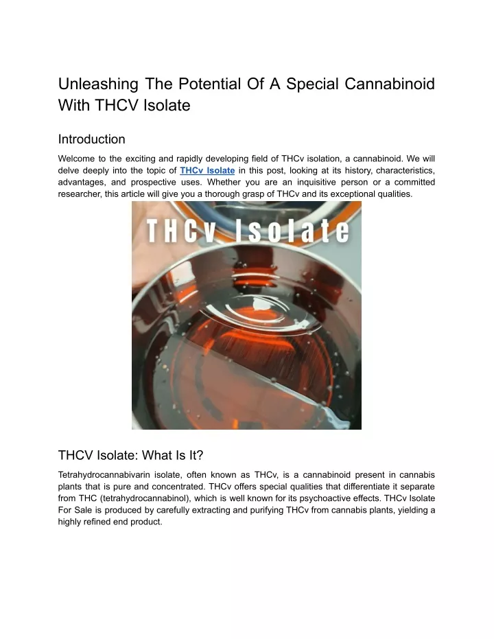 unleashing the potential of a special cannabinoid