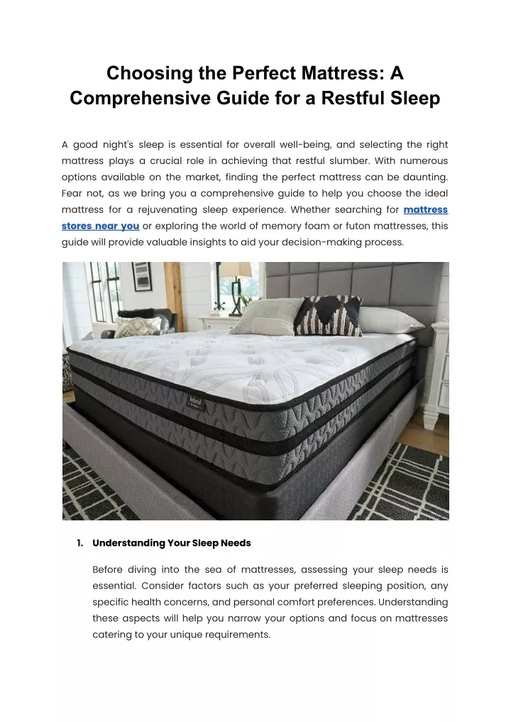 choosing the perfect mattress a comprehensive