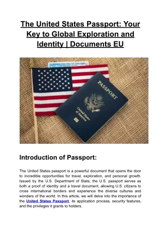 The United States Passport_ Your Key to Global Exploration and Identity _ Documents EU