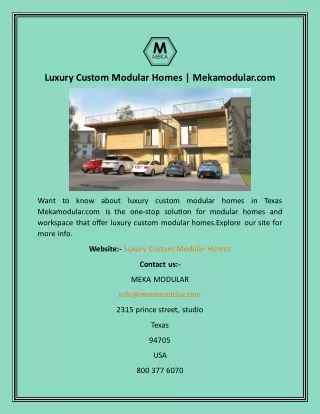 Luxury Custom Modular Homes  Mekamodular