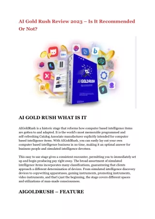 AI Gold Rush Review 2023 – Is It Recommended Or Not