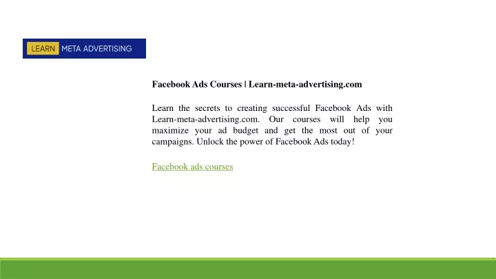 facebook ads courses learn meta advertising com