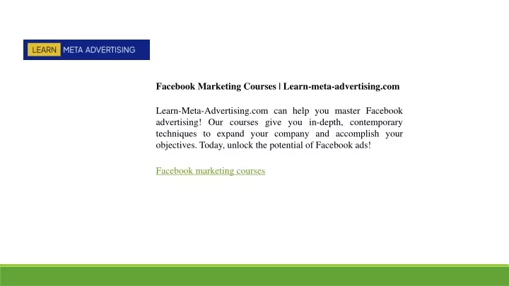 facebook marketing courses learn meta advertising