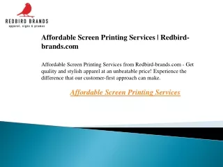 Affordable Screen Printing Services Redbird-brands