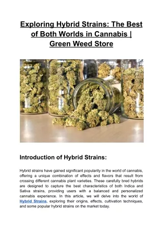 Exploring Hybrid Strains_ The Best of Both Worlds in Cannabis _ Green Weed Store