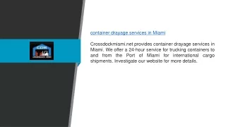 Container Drayage Services in Miami Crossdockmiami.net