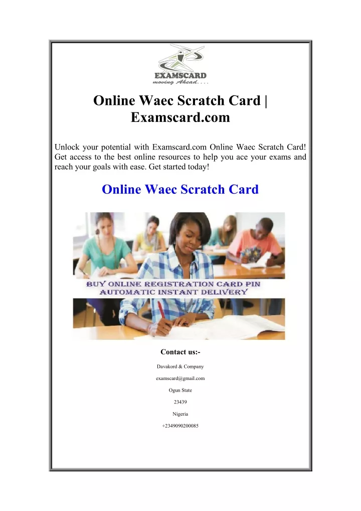 online waec scratch card examscard com