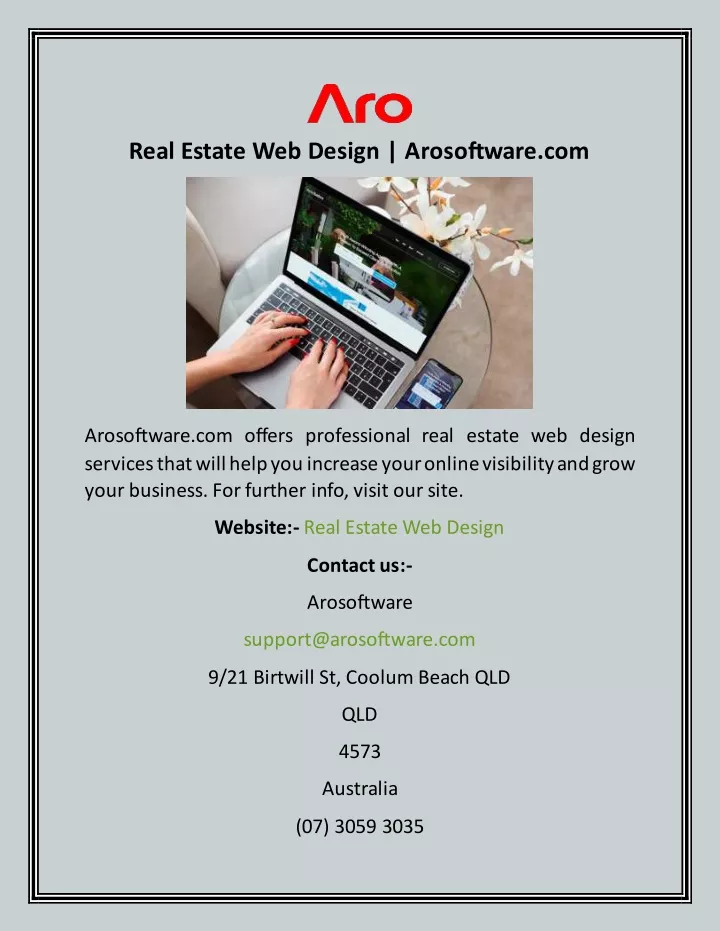 real estate web design arosoftware com