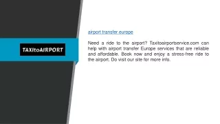 Airport Transfer Europe Taxitoairportservice.com