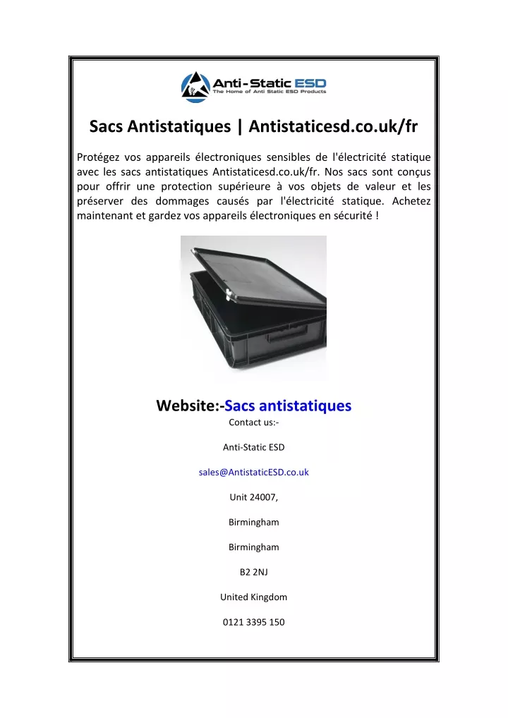 sacs antistatiques antistaticesd co uk fr